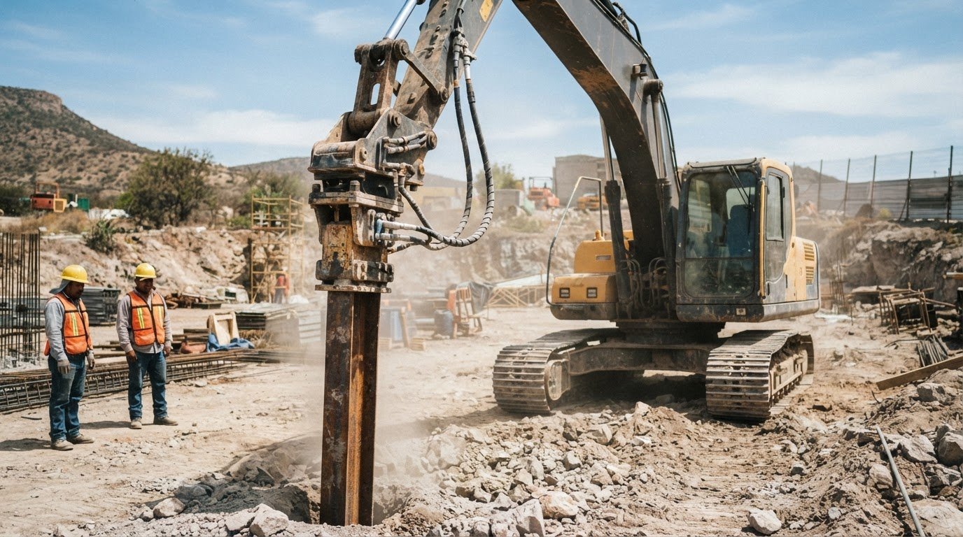 Acoplamiento de vibrohincador a excavadora: guía técnica 2026
