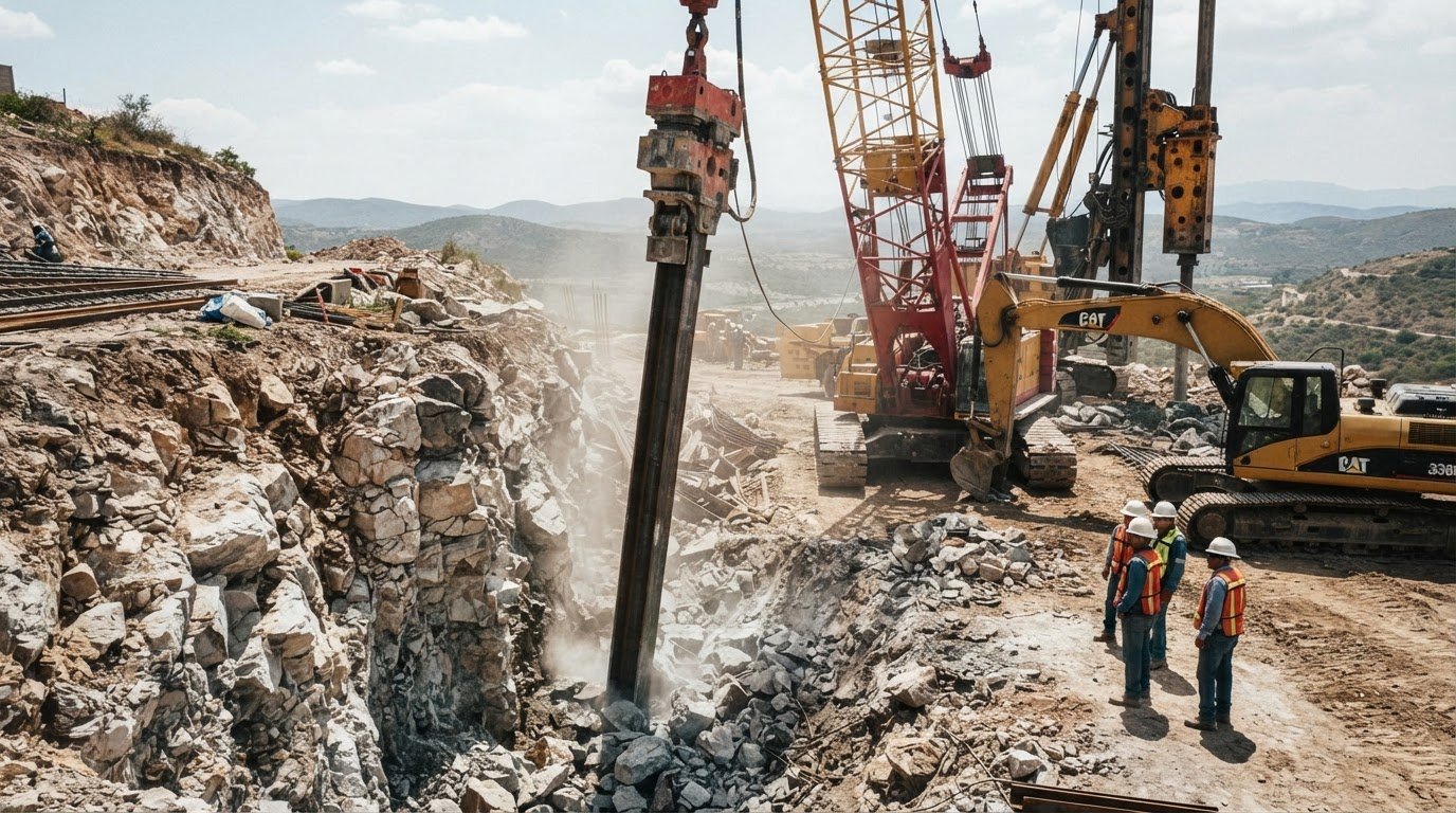 Desafíos del hincado de pilotes en suelos rocosos: guía técnica