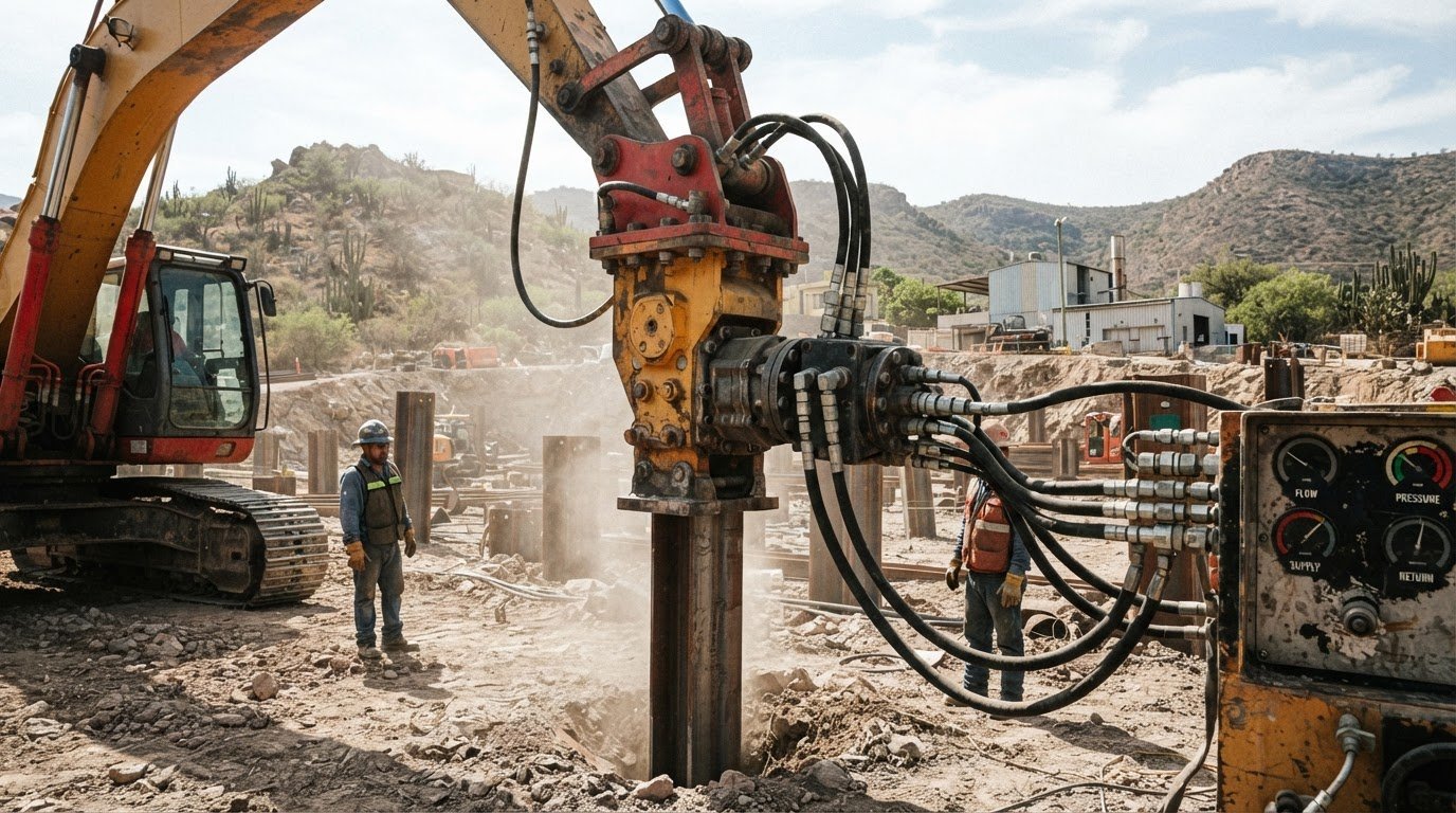 Requerimientos de flujo hidráulico para vibrohincadores: guía técnica 2026