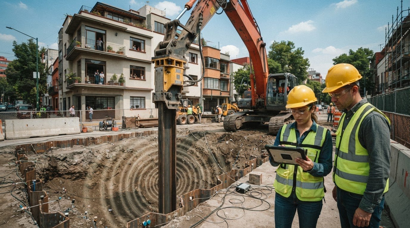 Vibrohincadores en zonas urbanas: Guía técnica de control de vibración y normatividad 2026